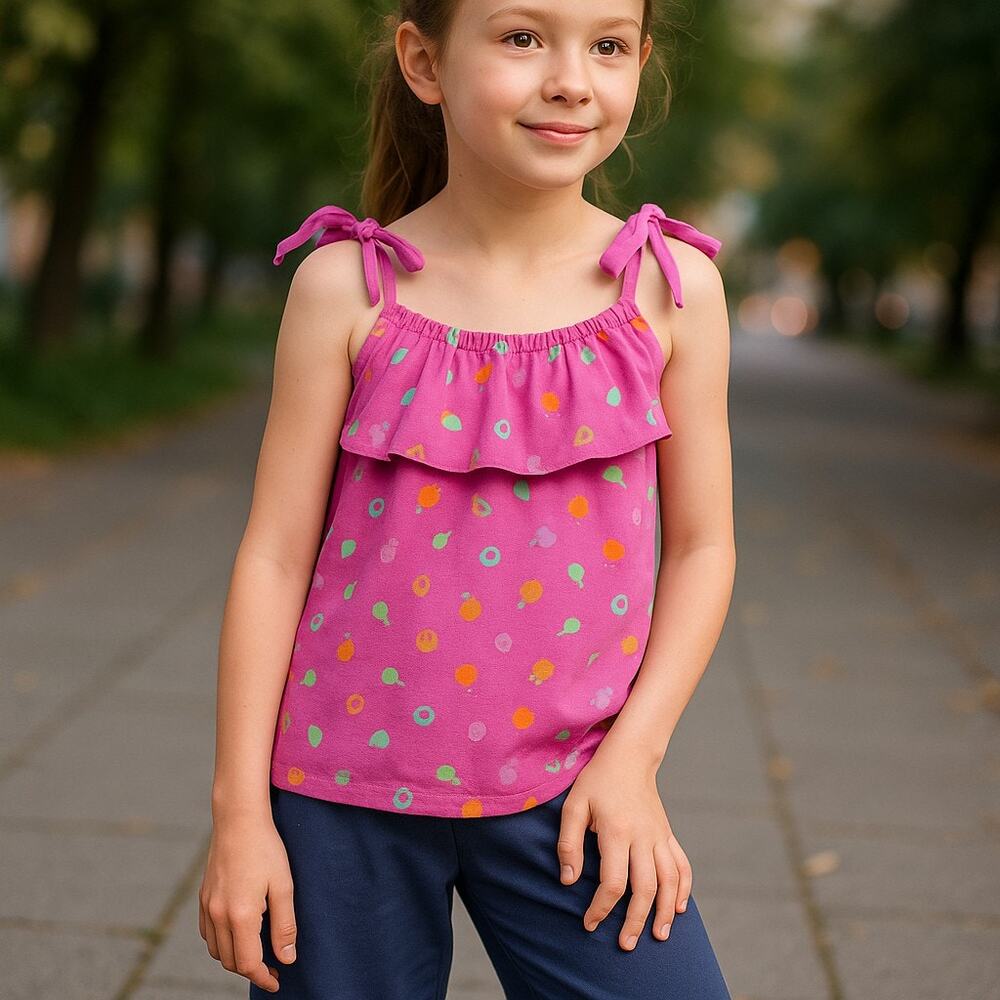 Candy Hearts by‎ Hartstrings Girls Tank Top Size XL 12 14 Pink Fruits Print NEW
